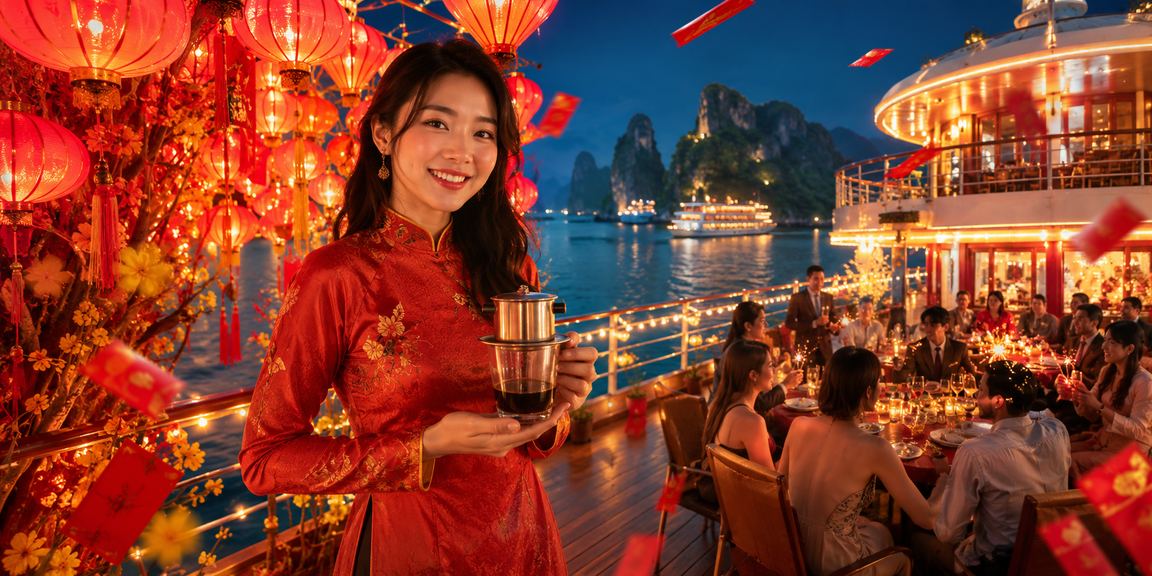 Người chơi xổ số và giải trí tại quán cà phê nhìn ra Vịnh Hạ Long