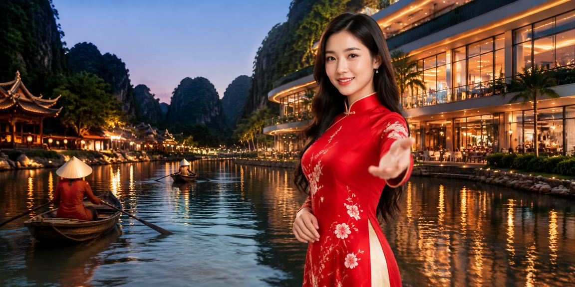 Người chơi nhận thưởng nạp tiền tại Ninh Bình với trang phục áo dài truyền thống