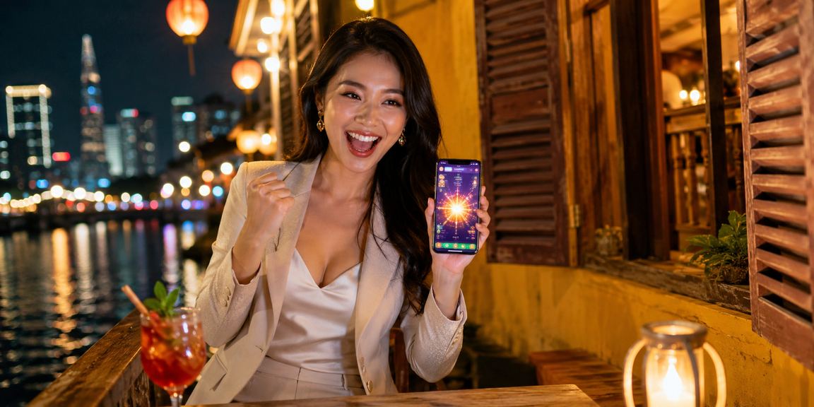 Thành viên VIP dùng điện thoại chơi casino trực tuyến tại Sài Gòn về đêm